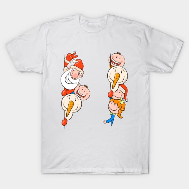 Santa Snow T-Shirt by Mako Design 